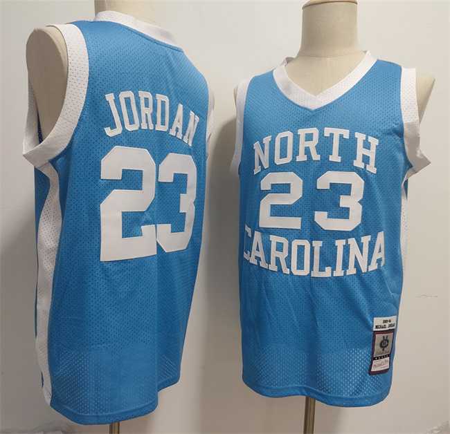 Men%27s North Carolina Tar Heels #23 Michael Jordan Light Blue Throwback Stitched Jersey